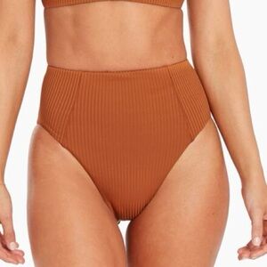 Vitamin A Sienna High Waisted Ribbed Full Cut Bikini Bottoms